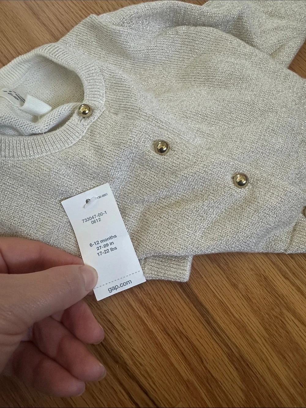 GAP Cream Knit Cardigan with Gold Buttons